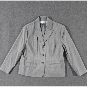 Alfred Dunner Womens Gray 3-Button Textured Blazer Jacket Size 20